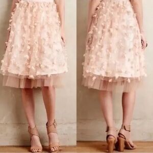Eva Franco Anthropologie Fluttered Fete Skirt Tulle Blush Rose Pink Size 4